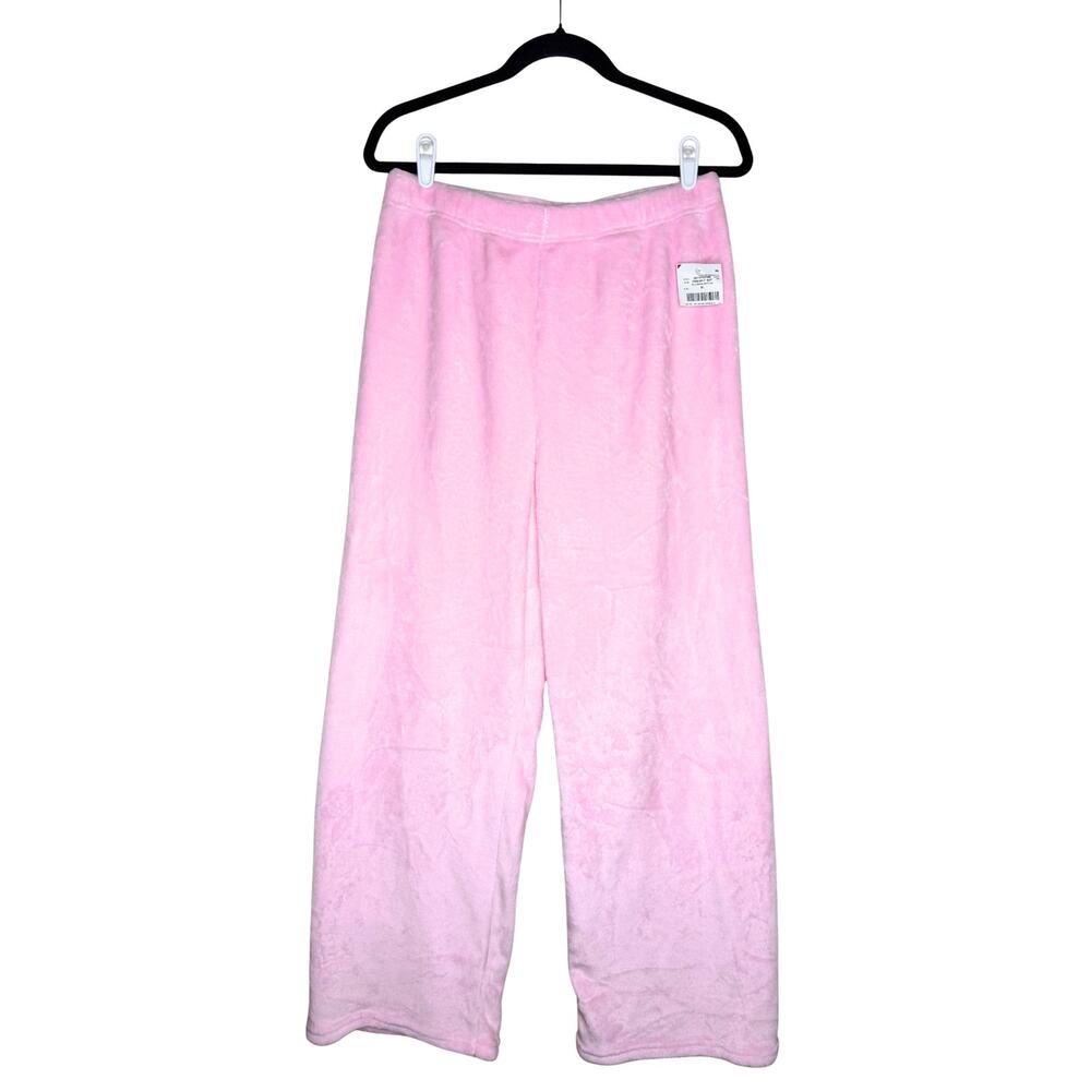 Young & Chic Plush Wide Leg Pajama Pants Size Juniors XL Pink Cozy Soft Lounge